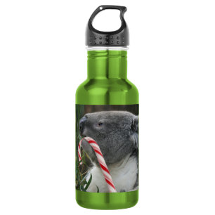 Koala Australian Christmas Candy Cane Stainless Steel Water Bottle