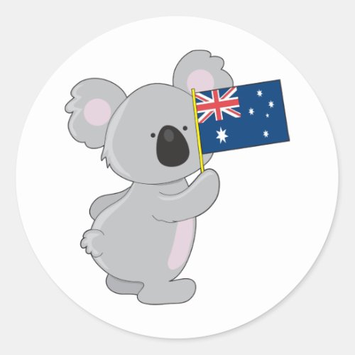 Koala Australian Flag Classic Round Sticker