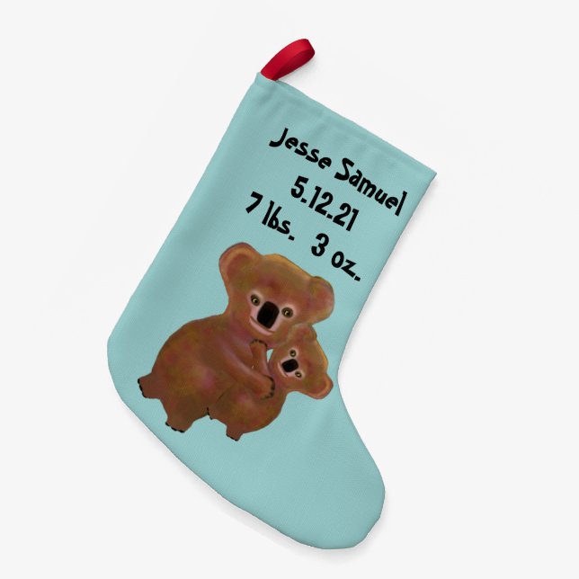 Koala Baby Boy First Christmas Stocking (Front (Hanging))
