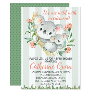 Koala Baby Shower Invitation Invite Zazzle Com