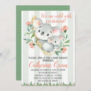 Koala Baby Shower Invitation Invite