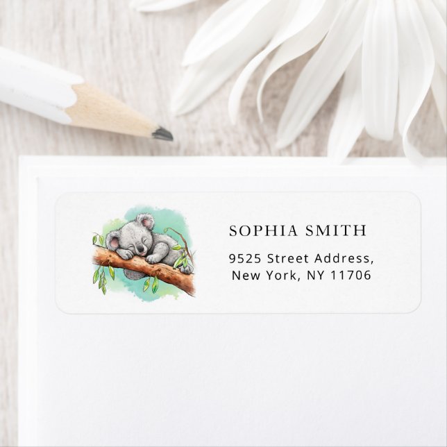 Koala baby shower return address label (Insitu)
