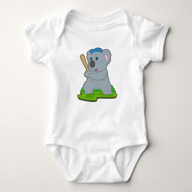 Koala Baseball Baseball bat Baby Bodysuit (Front)