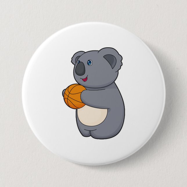 Koala Basketball player Basketball Button (Front)