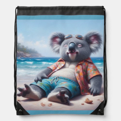 Koala Beach Drawstring Bag