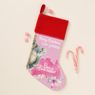 Koala bear and Australia inspired custom name Christmas Stocking
