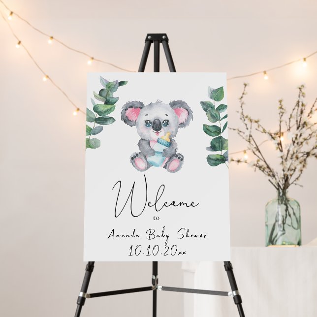 Koala Bear and Eucalyptus - Welcome Foam Board (In Situ (Stand))