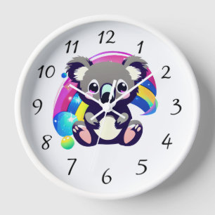 Koala Bear and Rainbow Clock