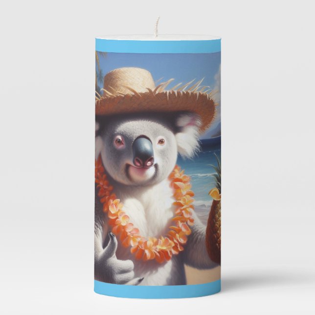 Koala,bear,animal,marsupial,cute,adorable,playful, Pillar Candle (Front)