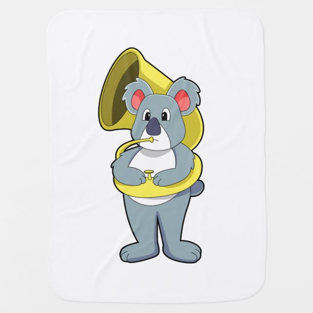 Koala bear at Music with Saxophone.PNG Baby Blanket (Front)
