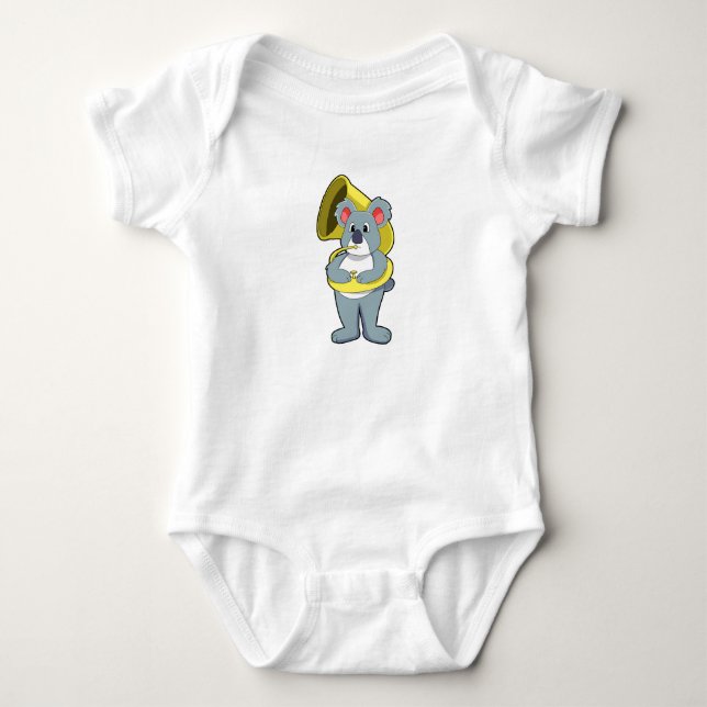 Koala bear at Music with Saxophone.PNG Baby Bodysuit (Front)