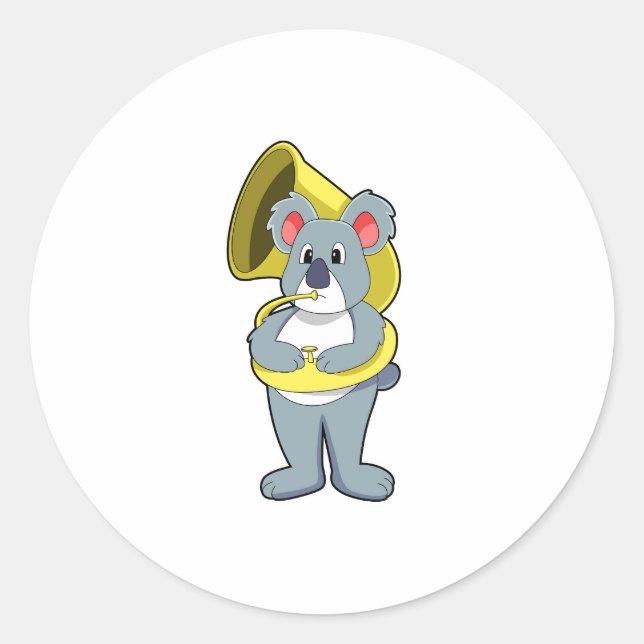 Koala bear at Music with Saxophone.PNG Classic Round Sticker (Front)