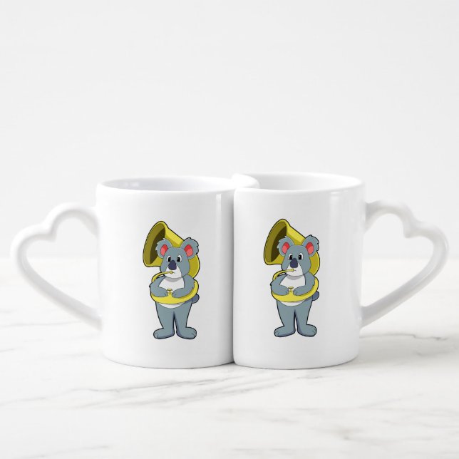 Koala bear at Music with Saxophone.PNG Coffee Mug Set (Front Nesting)