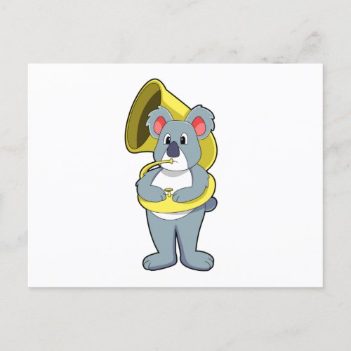 Koala bear at Music with SaxophonePNG Postcard