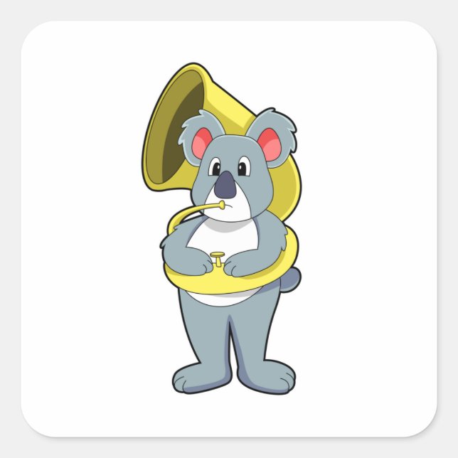 Koala bear at Music with Saxophone.PNG Square Sticker (Front)