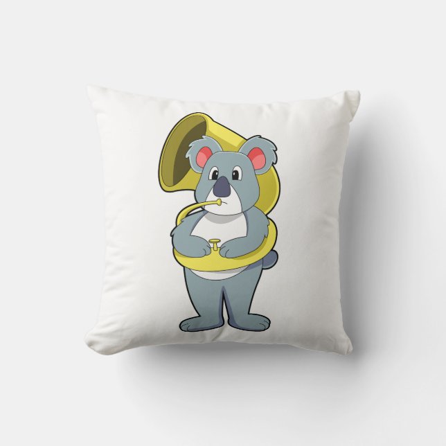 Koala bear at Music with Saxophone.PNG Throw Pillow (Front)