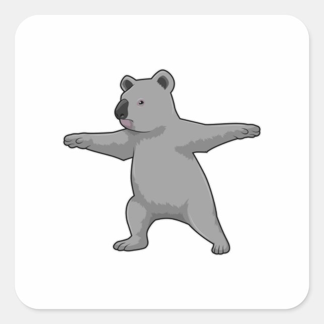 Koala bear at Yoga Fitness Square Sticker (Front)