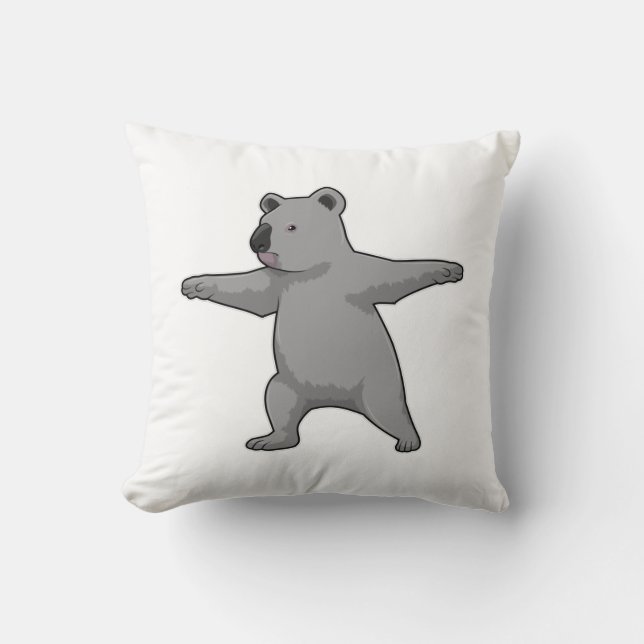 Koala bear at Yoga Fitness Throw Pillow (Front)