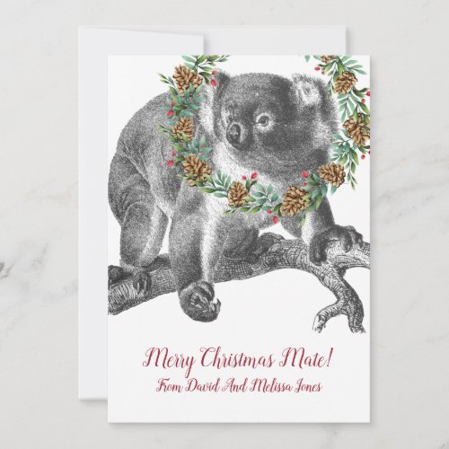 Koala Bear Aussie Christmas Greeting Holiday Card