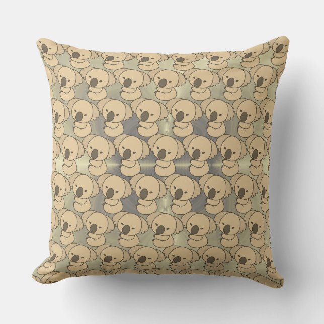 Koala Bear Baby Cute Golden Beige Pattern Throw Pillow (Front)