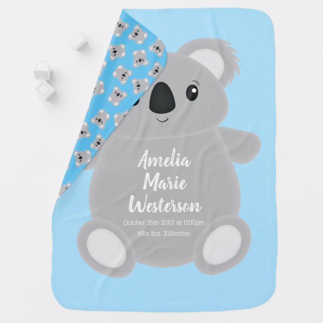 Koala Bear Baby Shower Baby Blanket (In Situ)
