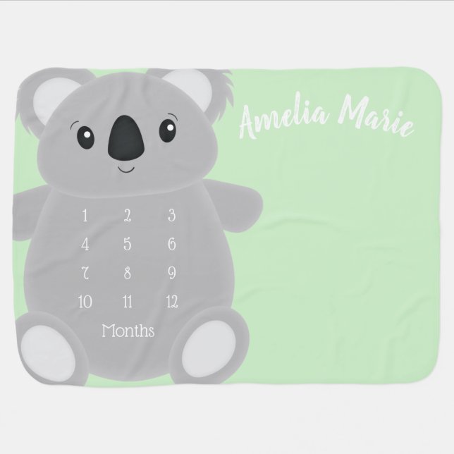 Koala Bear Baby Shower Blanket (Horizontal)
