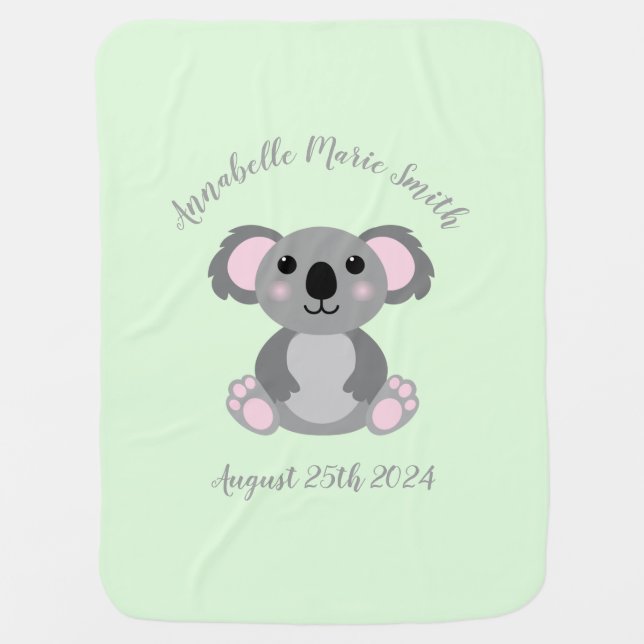 Koala Bear Baby Shower Blanket (Front)