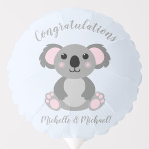 Koala Bear Baby Shower Blue Balloon