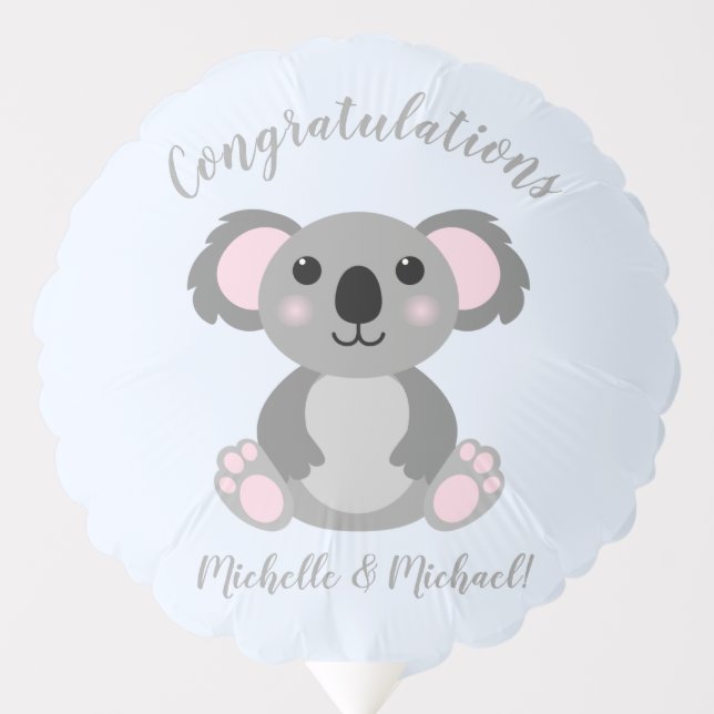 Koala Bear Baby Shower Blue Balloon (Front)