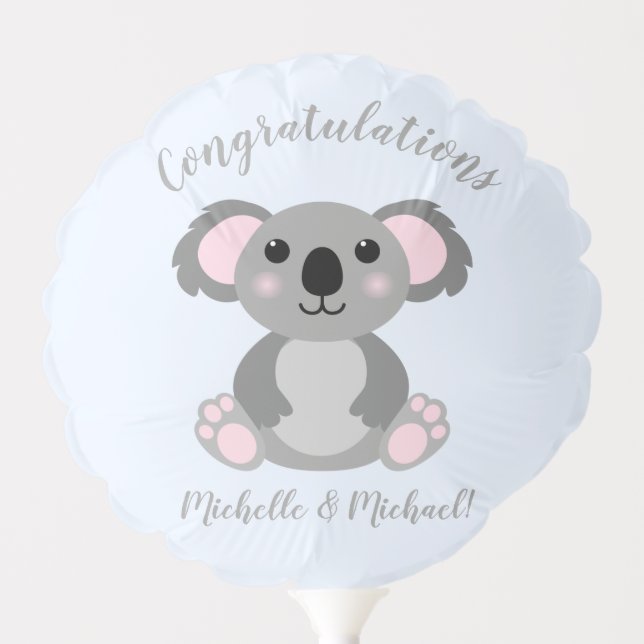 Koala Bear Baby Shower Blue Boy Balloon (Front)