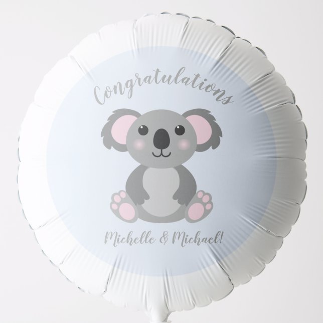 Koala Bear Baby Shower Blue Boy Balloon (Front)