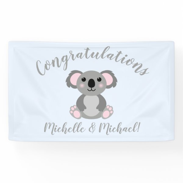 Koala Bear Baby Shower Blue Boy Banner Custom Products