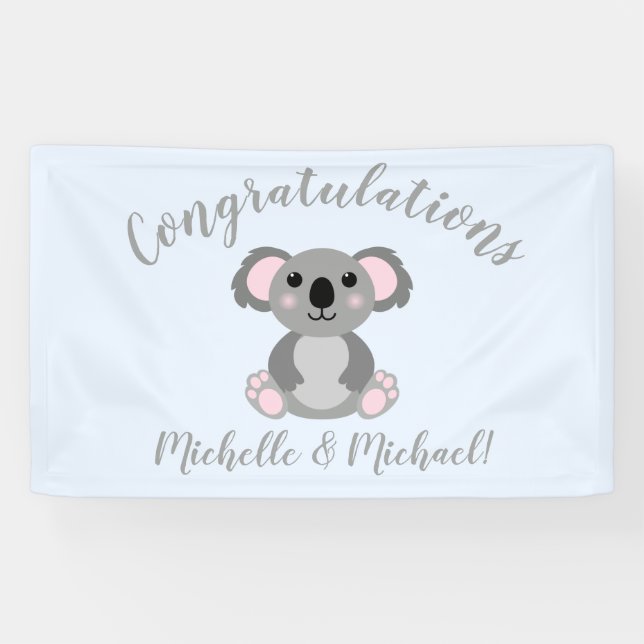 Koala Bear Baby Shower Blue Boy Banner (Horizontal)