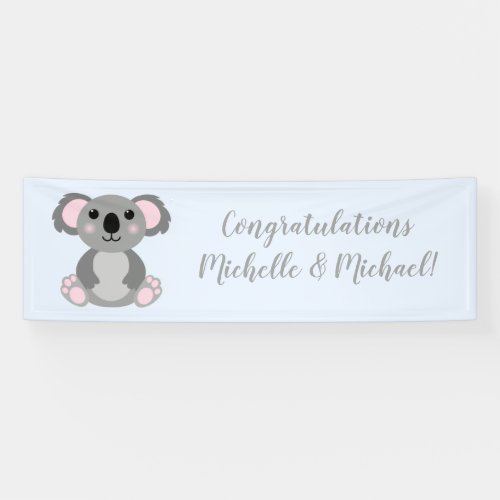 Koala Bear Baby Shower Blue Boy Banner