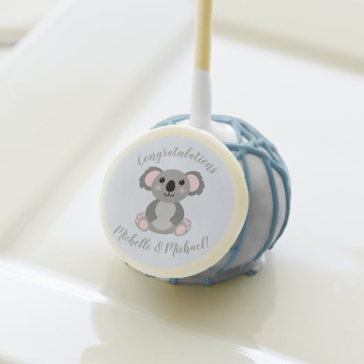 Koala Bear Baby Shower Blue Boy Cake Pops (Front Insitu)