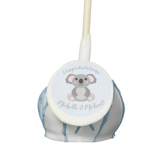 Koala Bear Baby Shower Blue Boy Cake Pops (Front)