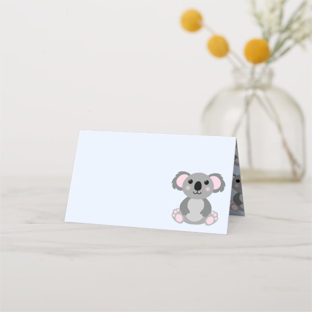 Koala Bear Baby Shower Blue Boy Place Card (Front)