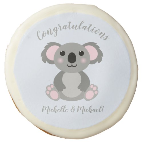 Koala Bear Baby Shower Blue Boy Sugar Cookie