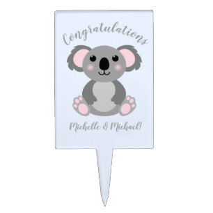 Koala Bear Baby Shower Blue Cake Topper