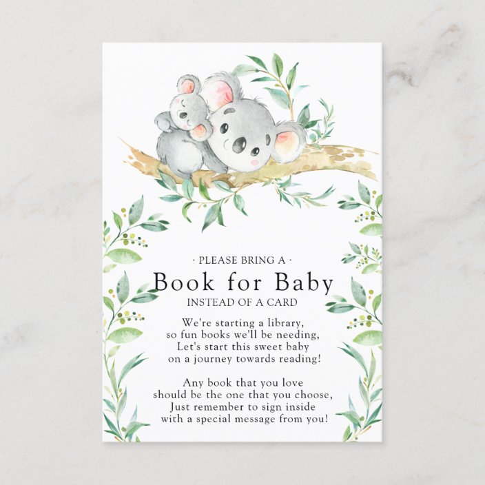 Koala Bear Baby Shower Book For Baby Card Zazzle Com