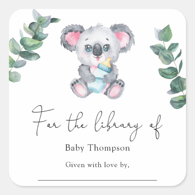 Koala Bear - Baby Shower bookplate (Front)