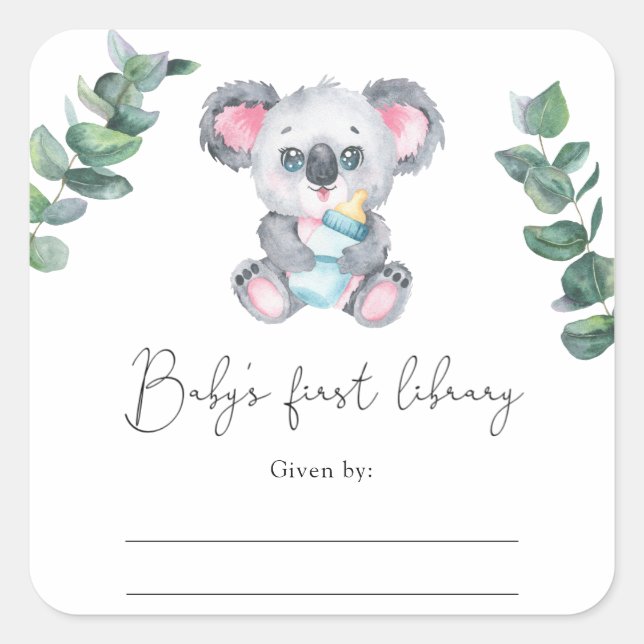 Koala Bear - Baby Shower bookplate (Front)
