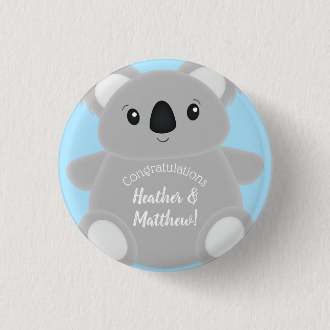 Koala Bear Baby Shower Button (Front)