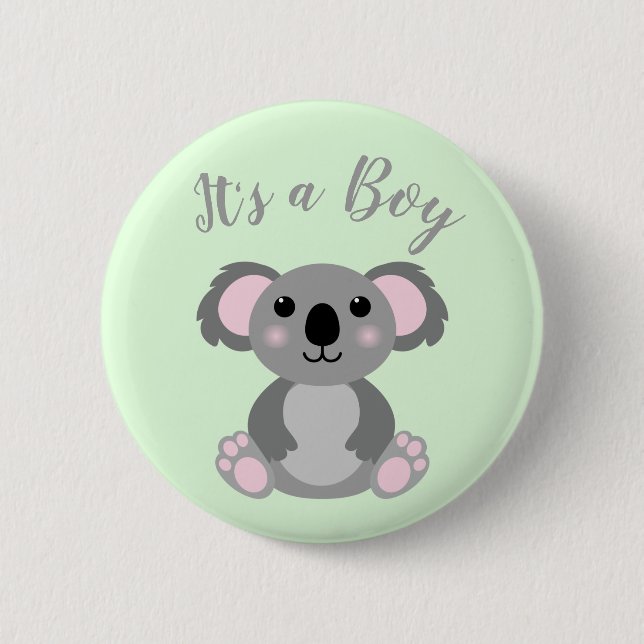 Koala Bear Baby Shower Button (Front)