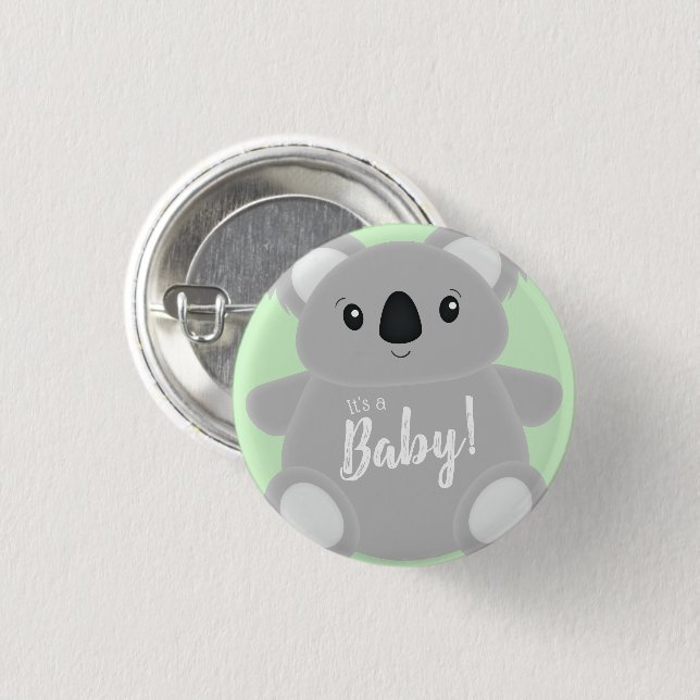Koala Bear Baby Shower Button (Front & Back)