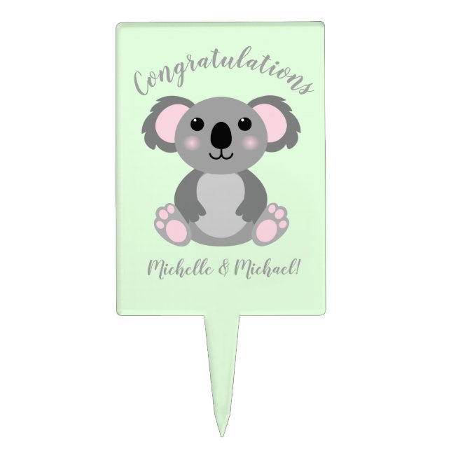 Koala Bear Baby Shower Cake Topper (Front)