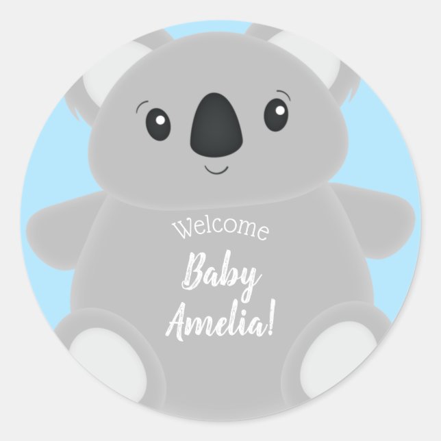 Koala Bear Baby Shower Classic Round Sticker (Front)