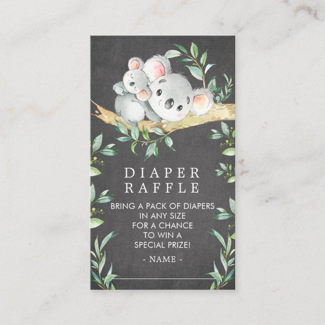 Koala Bear Baby Shower Diaper Raffle Ticket Enclosure Card (Front)