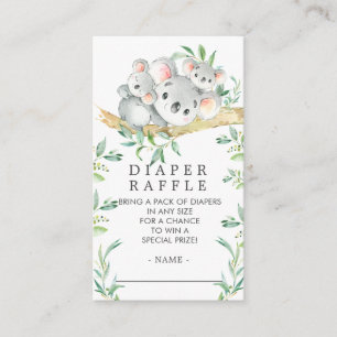 Koala Bear Baby Shower Diaper Raffle Ticket Enclosure Card
