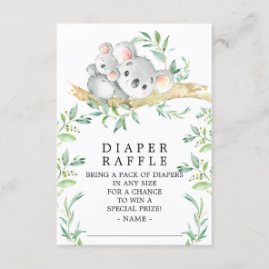 Koala Bear Baby Shower Diaper Raffle Ticket Enclosure Card